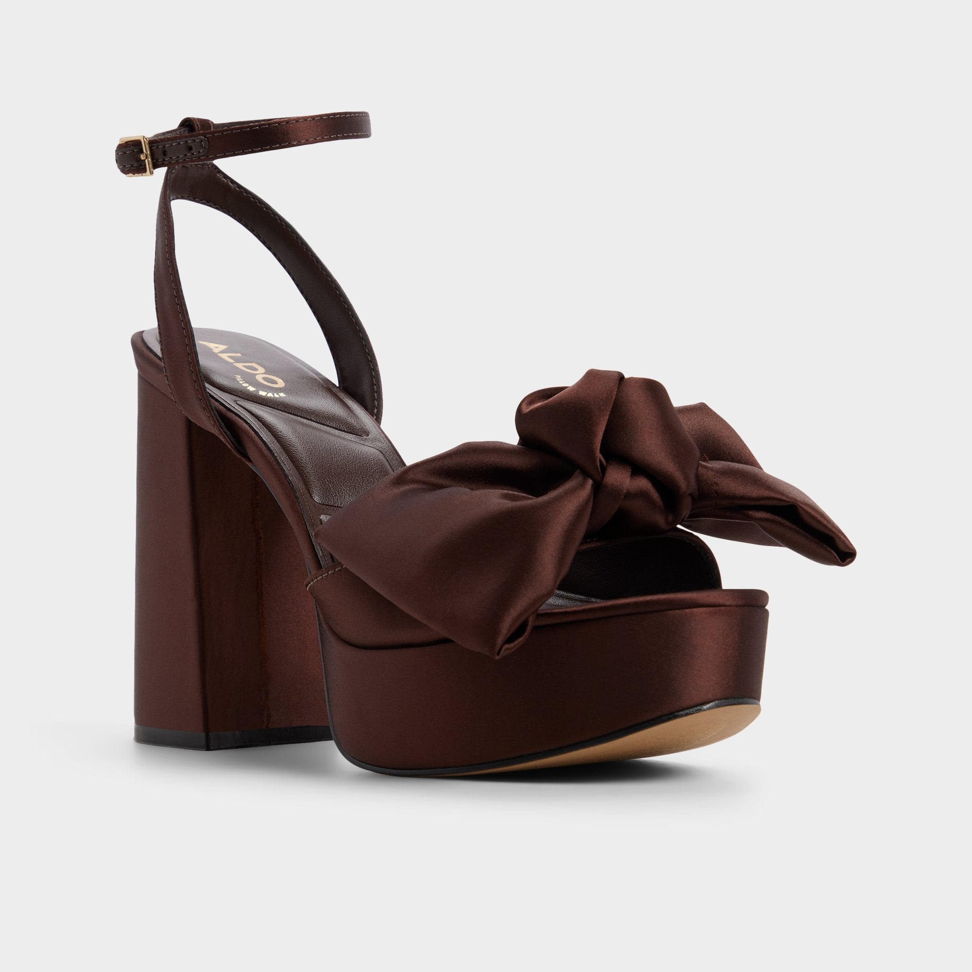 Aldo Luscious in Dark Brown - Strappy heeled sandal, Platform Dark brown