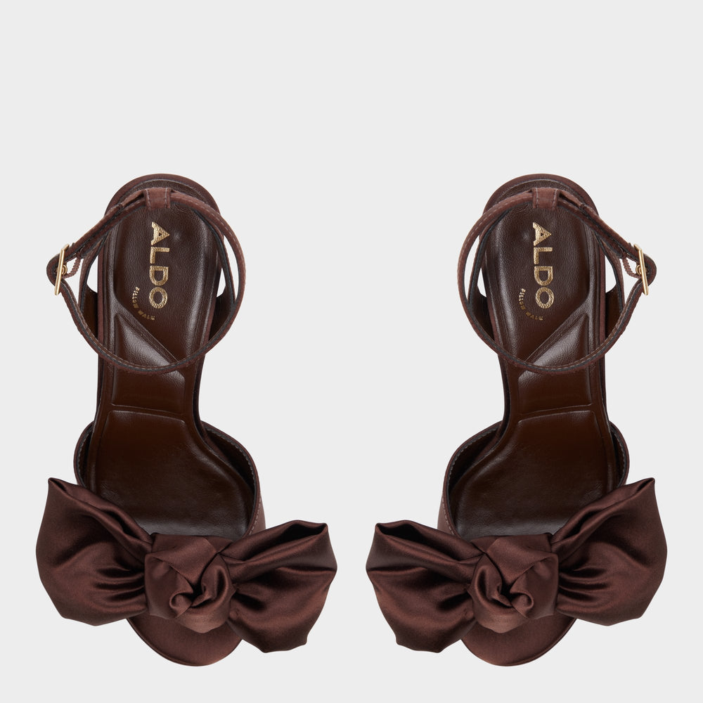 Aldo Luscious in Dark Brown - Strappy heeled sandal, Platform Dark brown
