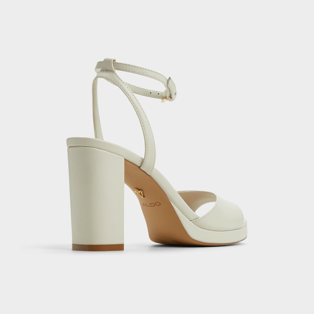 Aldo Gracious White/Bone Women's Block heels - Strappy heeled sandal, Block heel White/Bone