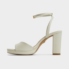 Aldo Gracious White/Bone Women's Block heels - Strappy heeled sandal, Block heel White/Bone