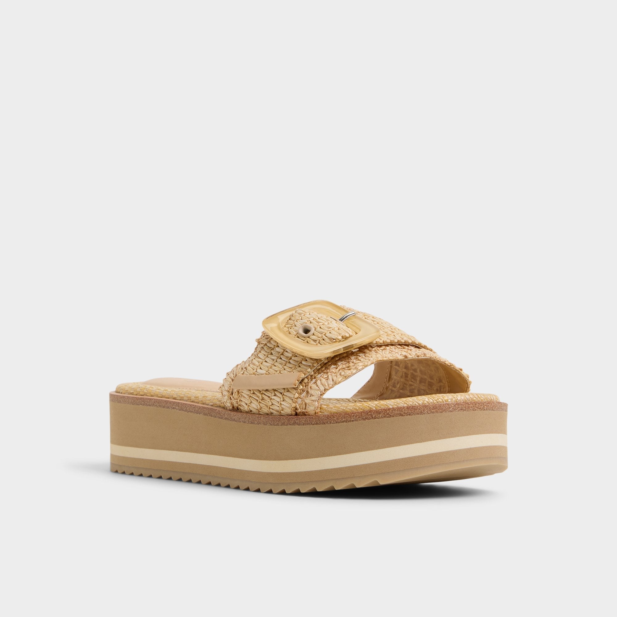 Aldo Wavynelly Light Beige Women's Flats - Slide sandal, Platform Light beige