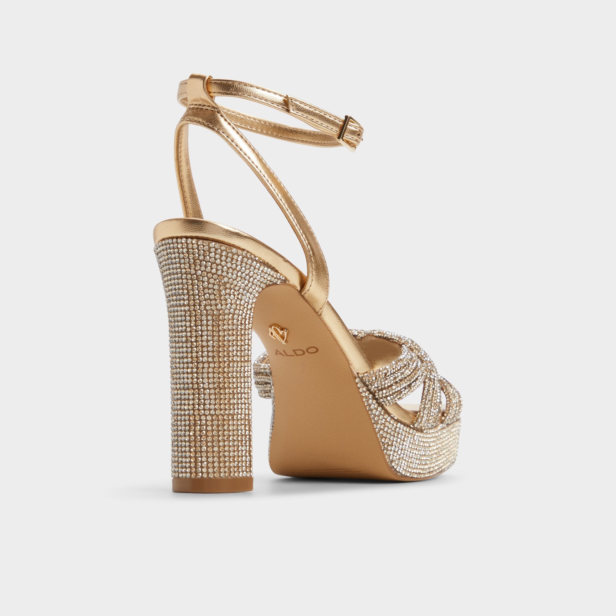 Aldo Shimma Gold Women's Iridescent metallics - Strappy heeled sandal, Platform Gold