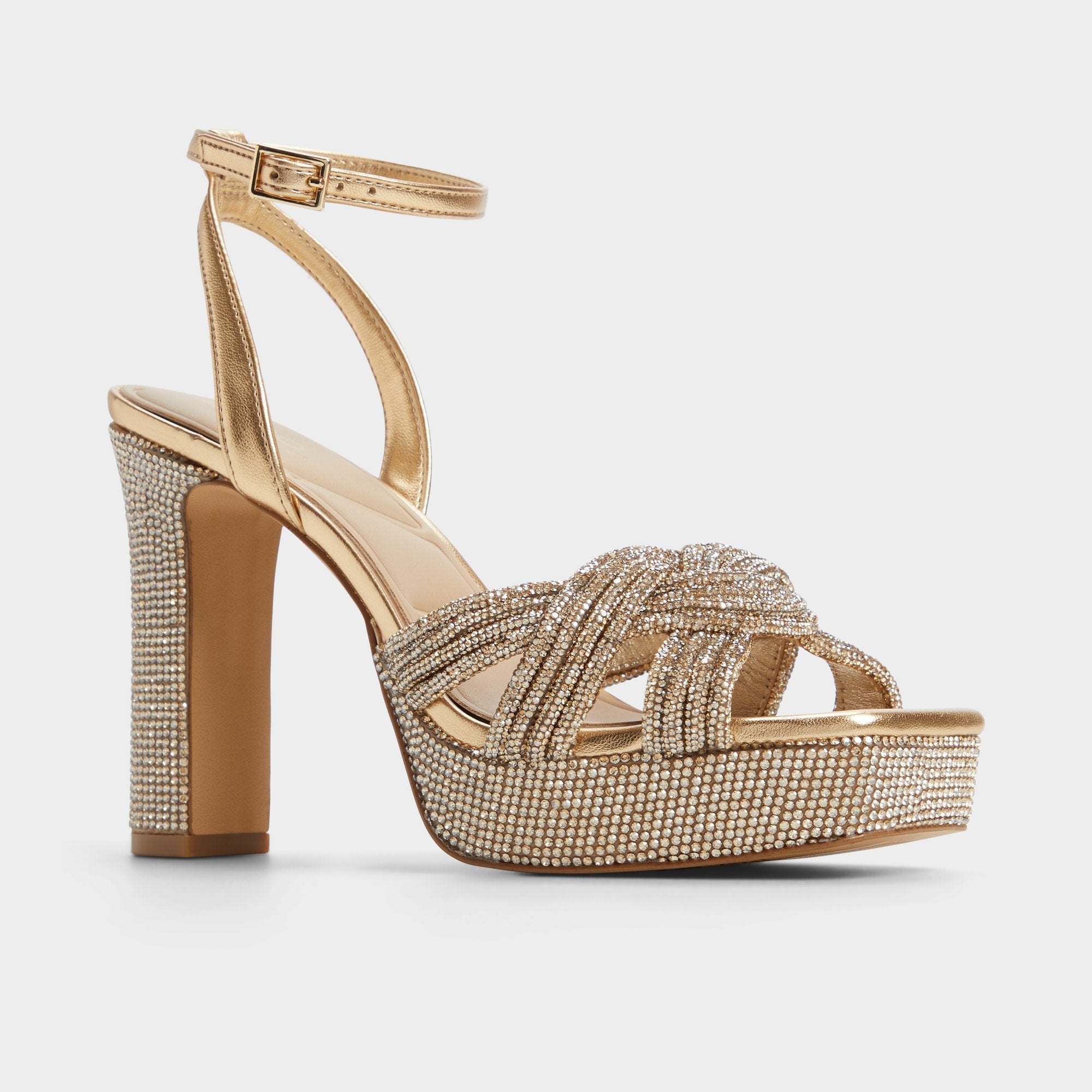 Aldo Shimma Gold Women's Iridescent metallics - Strappy heeled sandal, Platform Gold