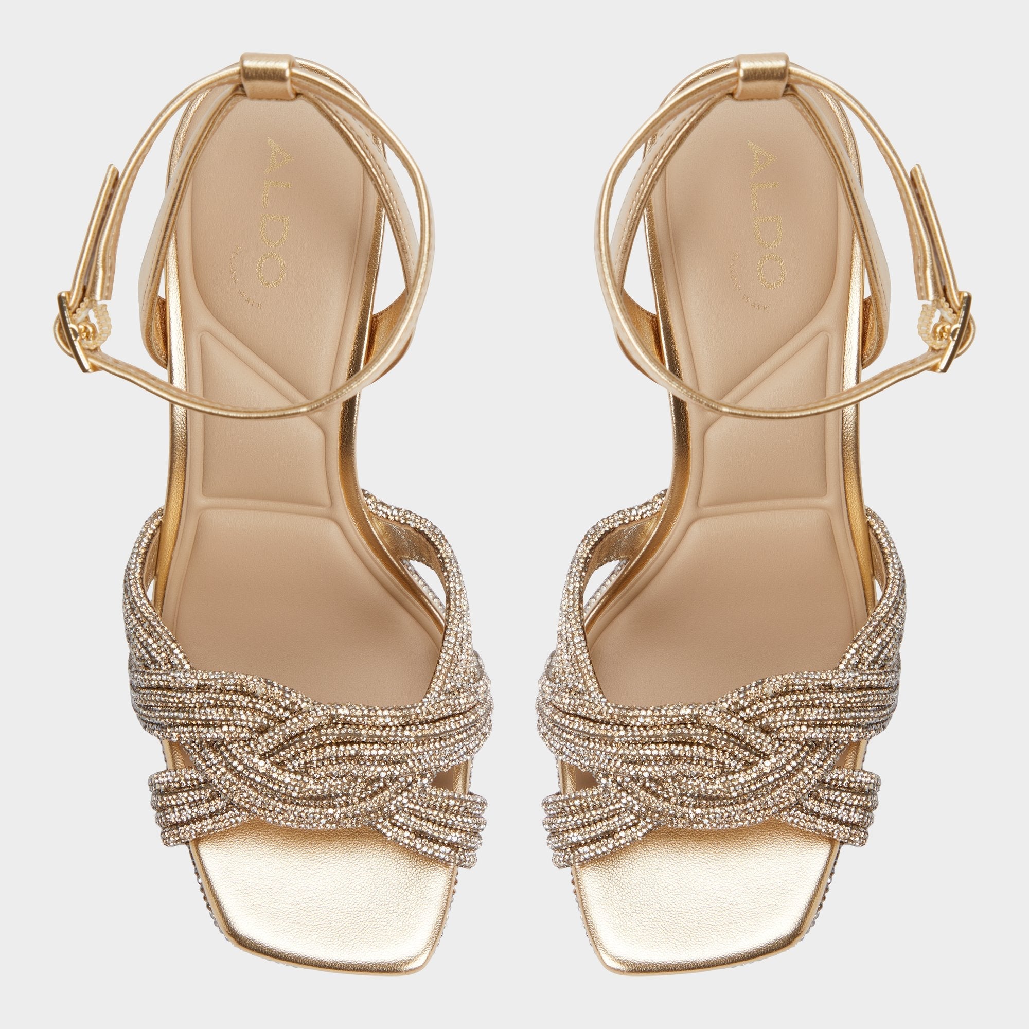 Aldo Shimma Gold Women's Iridescent metallics - Strappy heeled sandal, Platform Gold