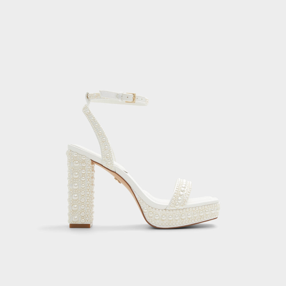 Aldo Lulu White Women's Strappy sandals - Strappy heeled sandal, Block heel White
