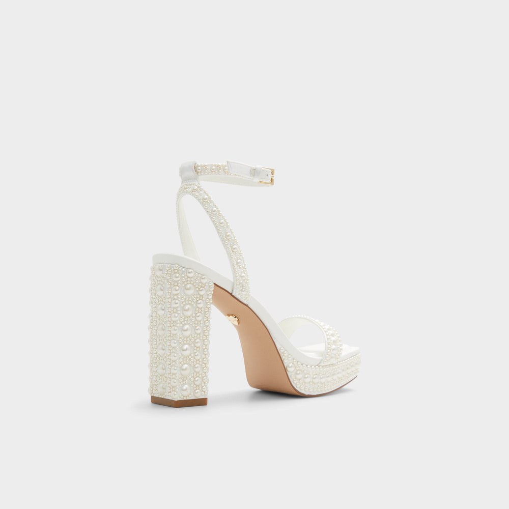 Aldo Lulu White Women's Strappy sandals - Strappy heeled sandal, Block heel White