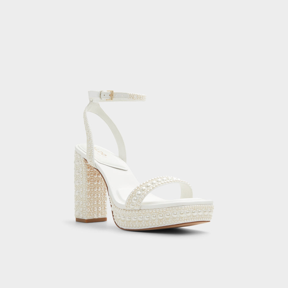 Aldo Lulu White Women's Strappy sandals - Strappy heeled sandal, Block heel White