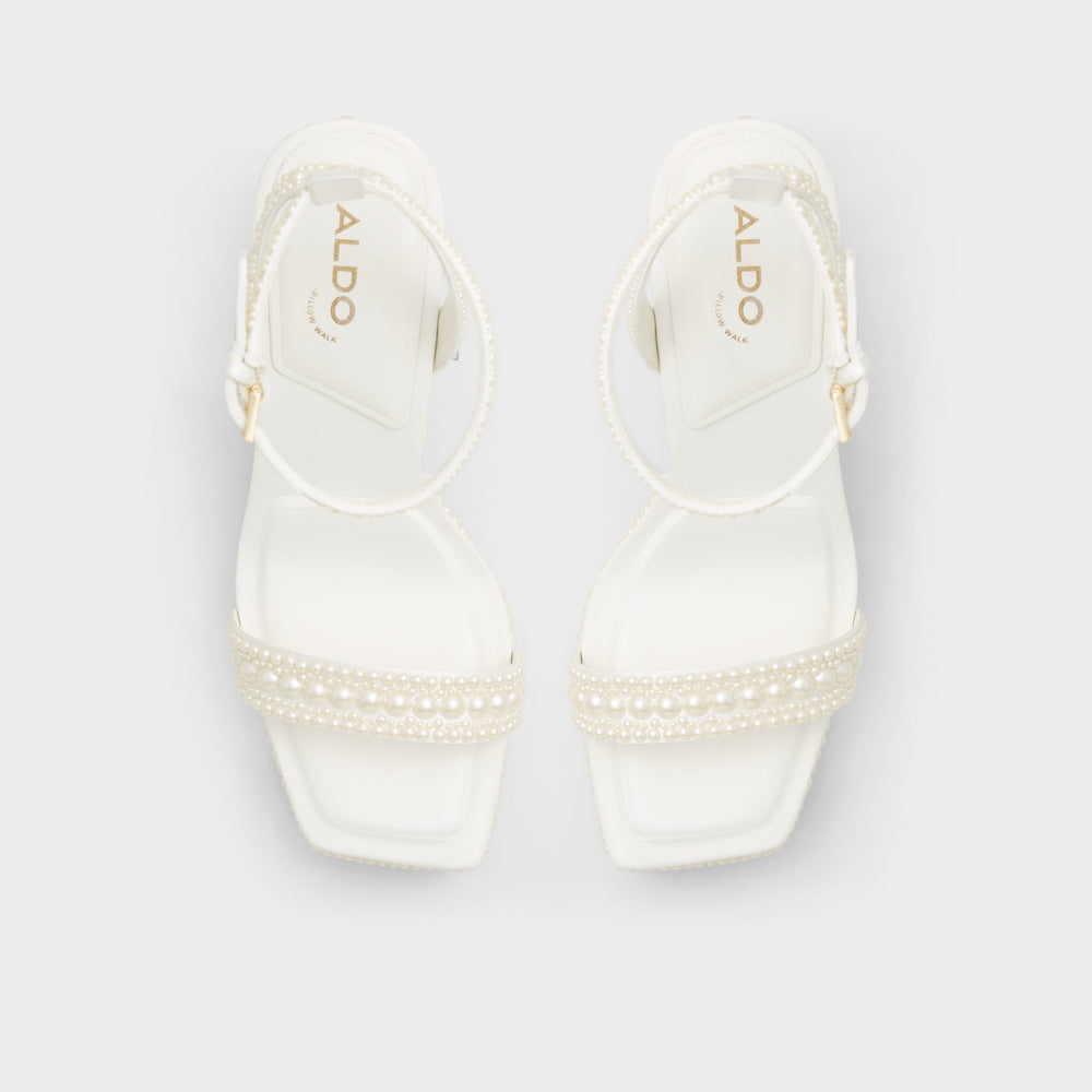 Aldo Lulu White Women's Strappy sandals - Strappy heeled sandal, Block heel White