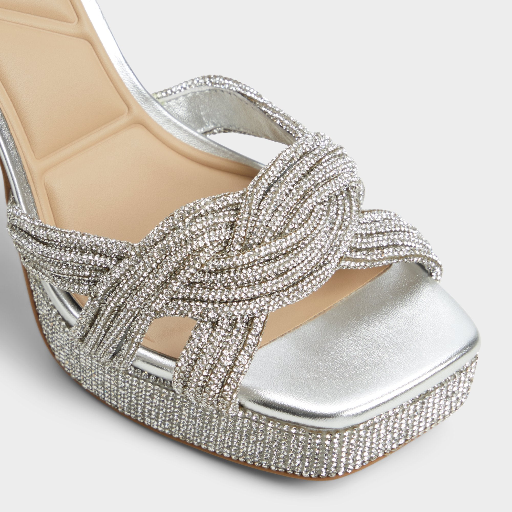 Aldo Shimma Silver Women's Iridescent metallics - Strappy heeled sandal, Platform Silver
