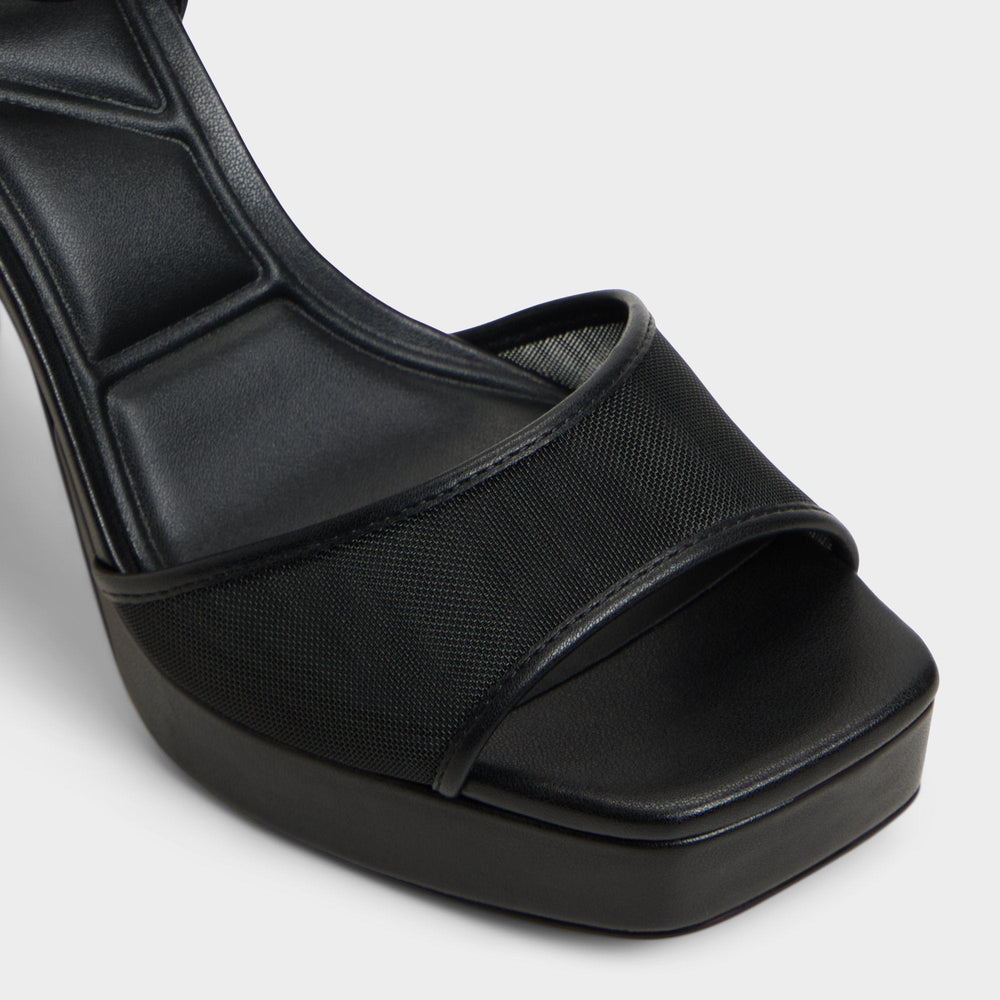 Aldo Chicglimmer Black Women's Platform sandals - Strappy heeled sandal, Block heel Black