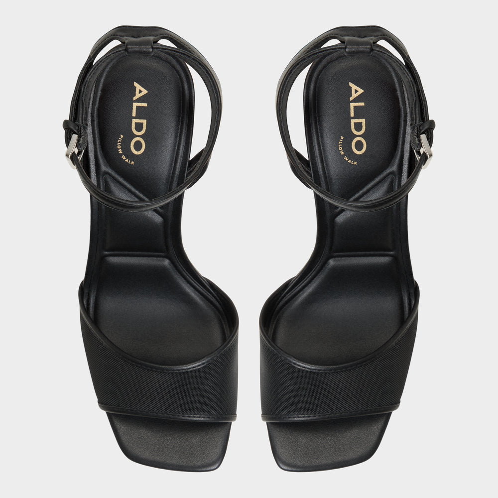 Aldo Chicglimmer Black Women's Platform sandals - Strappy heeled sandal, Block heel Black
