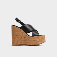 Aldo Sandcastle Black Women's Platform sandals - Strappy wedge sandal Black