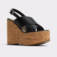 Aldo Sandcastle Black Women's Platform sandals - Strappy wedge sandal Black