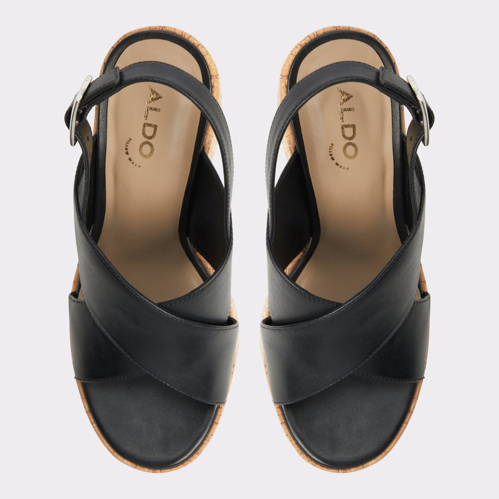 Aldo Sandcastle Black Women's Platform sandals - Strappy wedge sandal Black