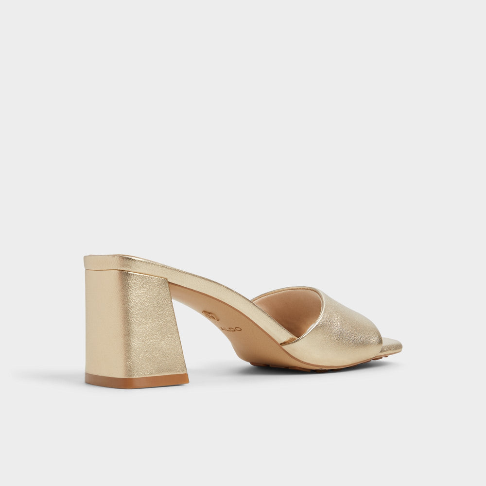 Aldo Tisha Gold Women's Heeled mules - Heeled mule, Block heel Gold