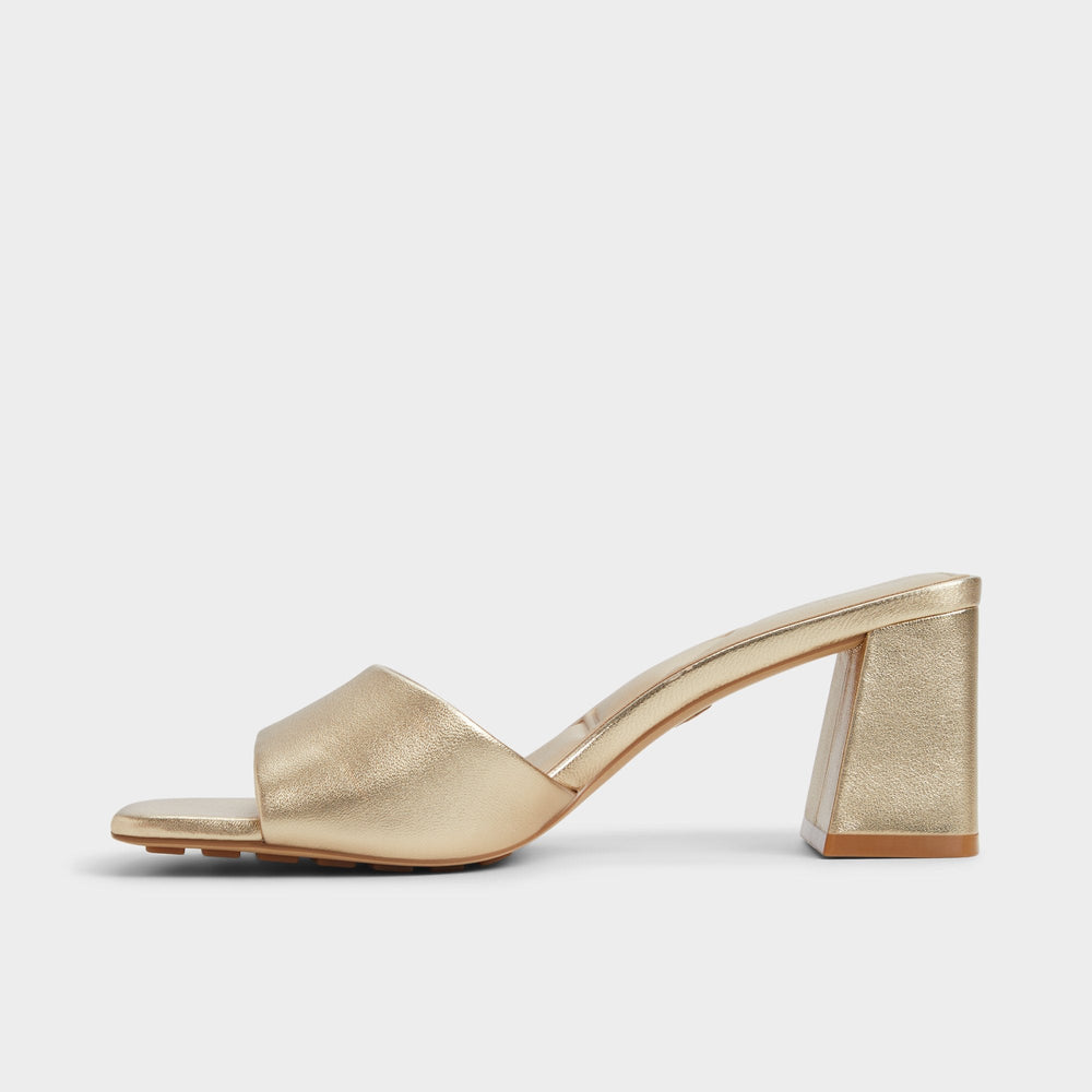 Aldo Tisha Gold Women's Heeled mules - Heeled mule, Block heel Gold