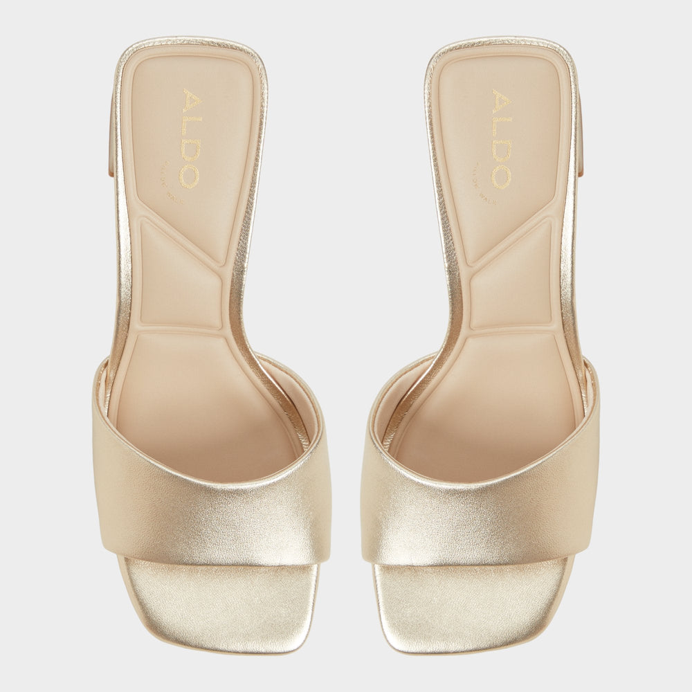 Aldo Tisha Gold Women's Heeled mules - Heeled mule, Block heel Gold