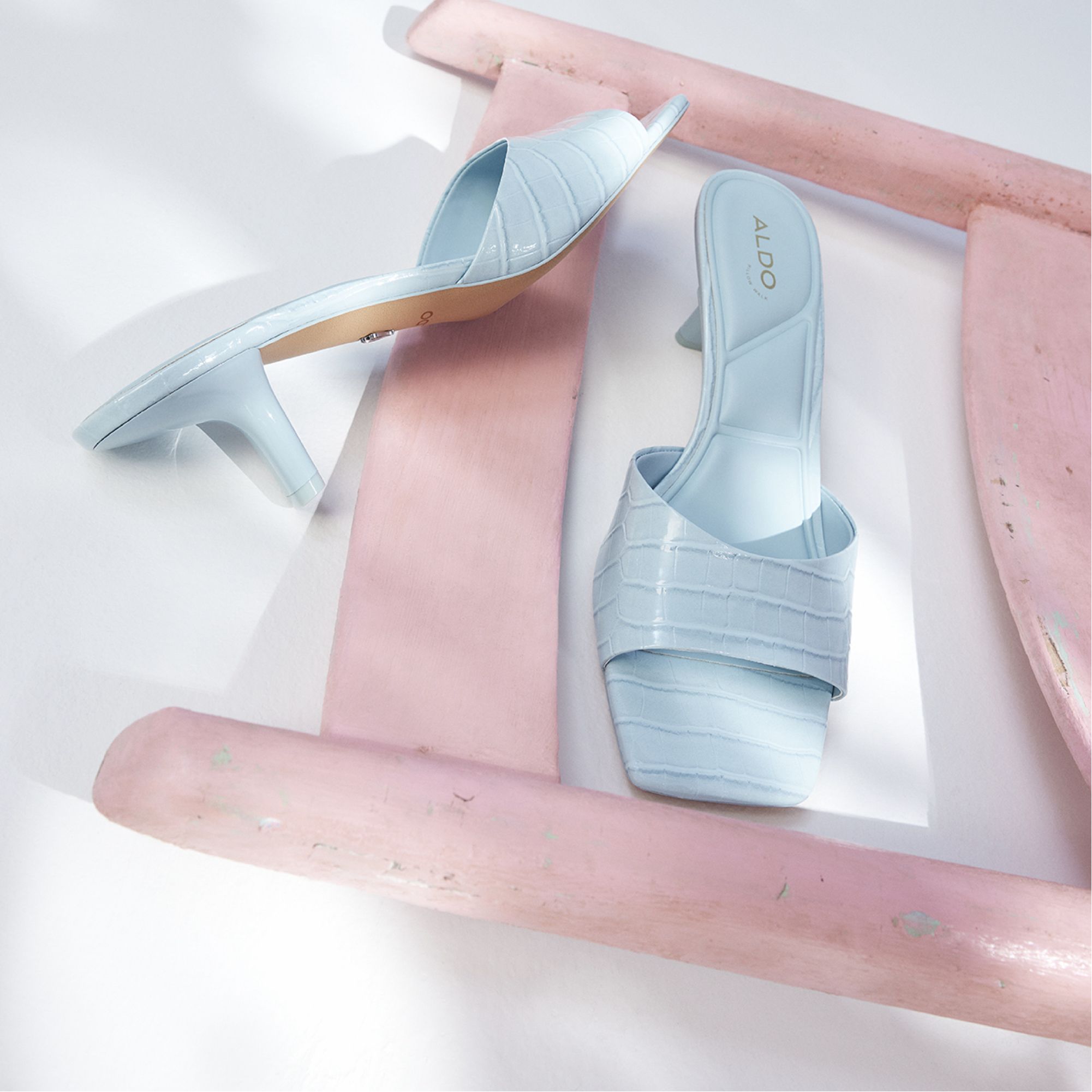 Aldo Enchanting Pastel Blue Women's Heeled mules - Heeled mule, Kitten heel Pastel Blue