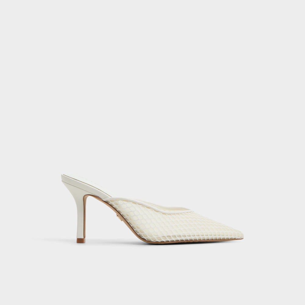 Aldo Gamilia Open White Textile Mesh Women's Mesh - Heeled mule, Stiletto heel Open white