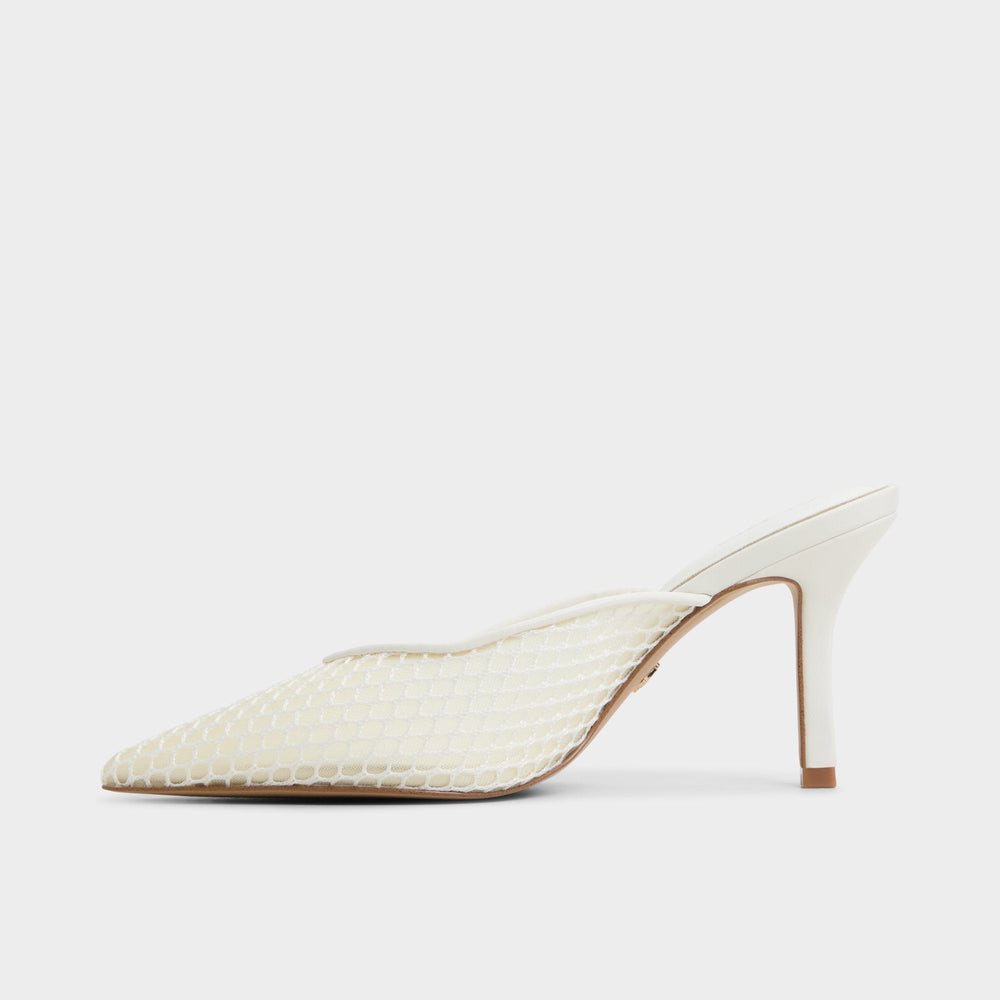 Aldo Gamilia Open White Textile Mesh Women's Mesh - Heeled mule, Stiletto heel Open white
