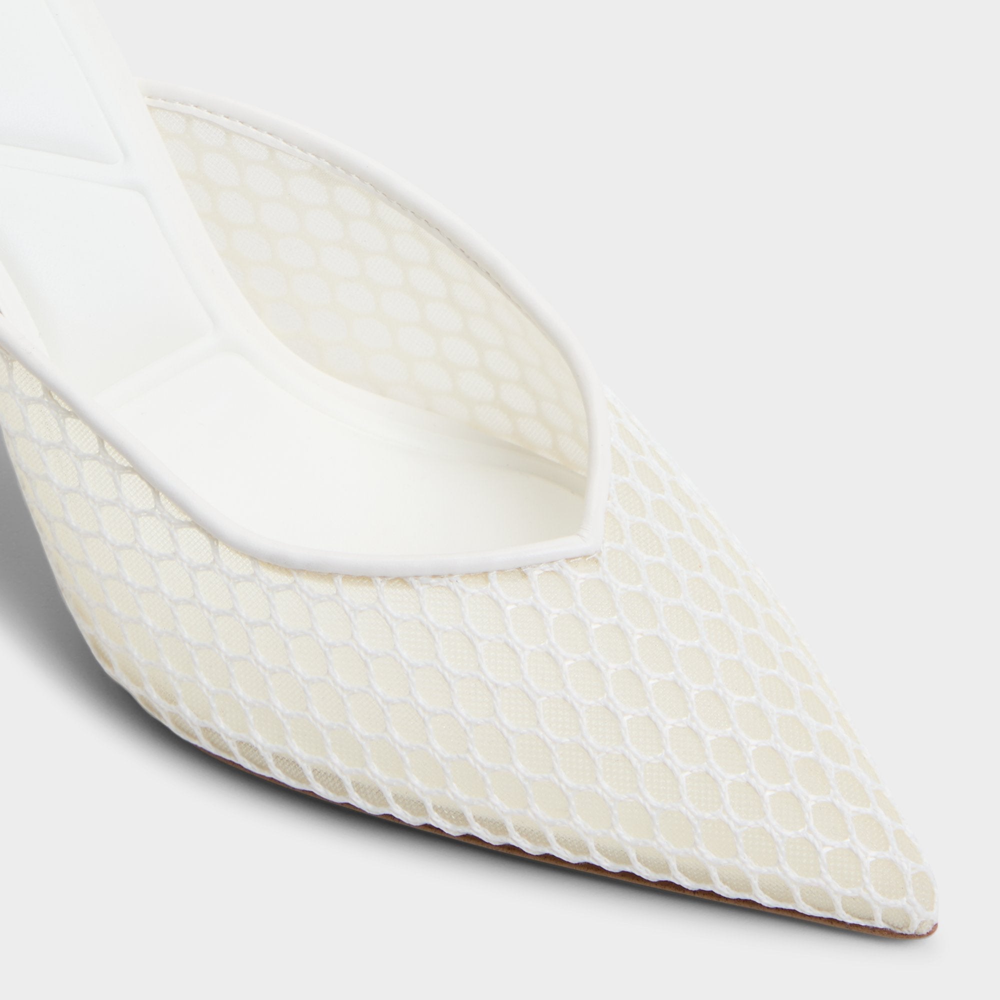 Aldo Gamilia Open White Textile Mesh Women's Mesh - Heeled mule, Stiletto heel Open white
