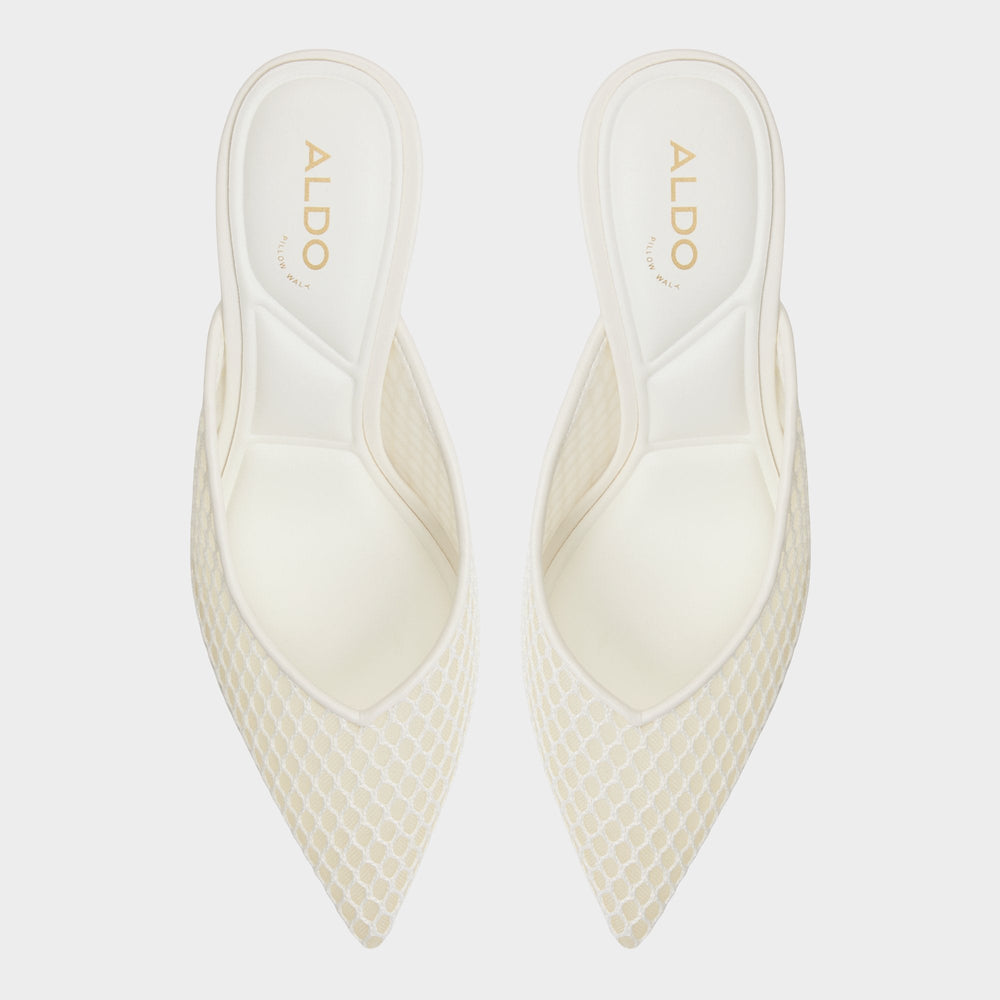 Aldo Gamilia Open White Textile Mesh Women's Mesh - Heeled mule, Stiletto heel Open white