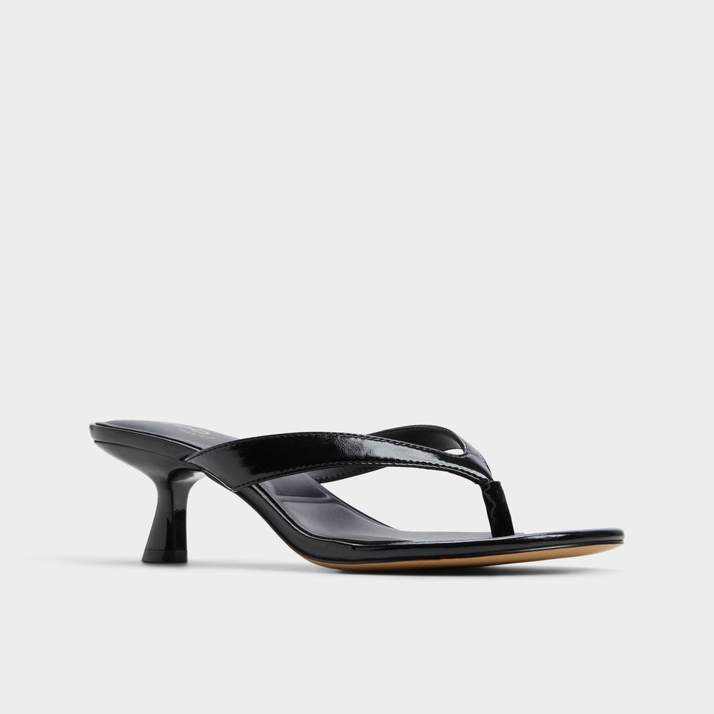 Aldo Jump Black Women's Strappy sandals - Heeled flip flop, Kitten heel Black