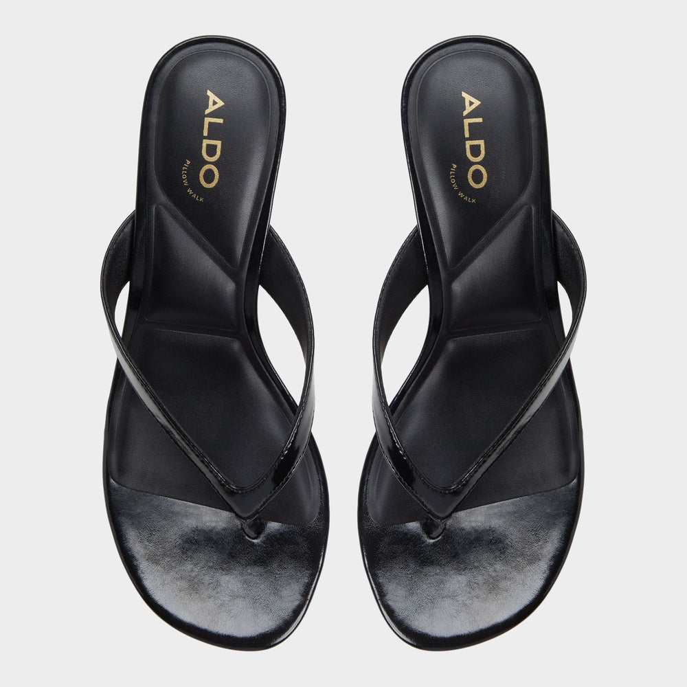 Aldo Jump Black Women's Strappy sandals - Heeled flip flop, Kitten heel Black