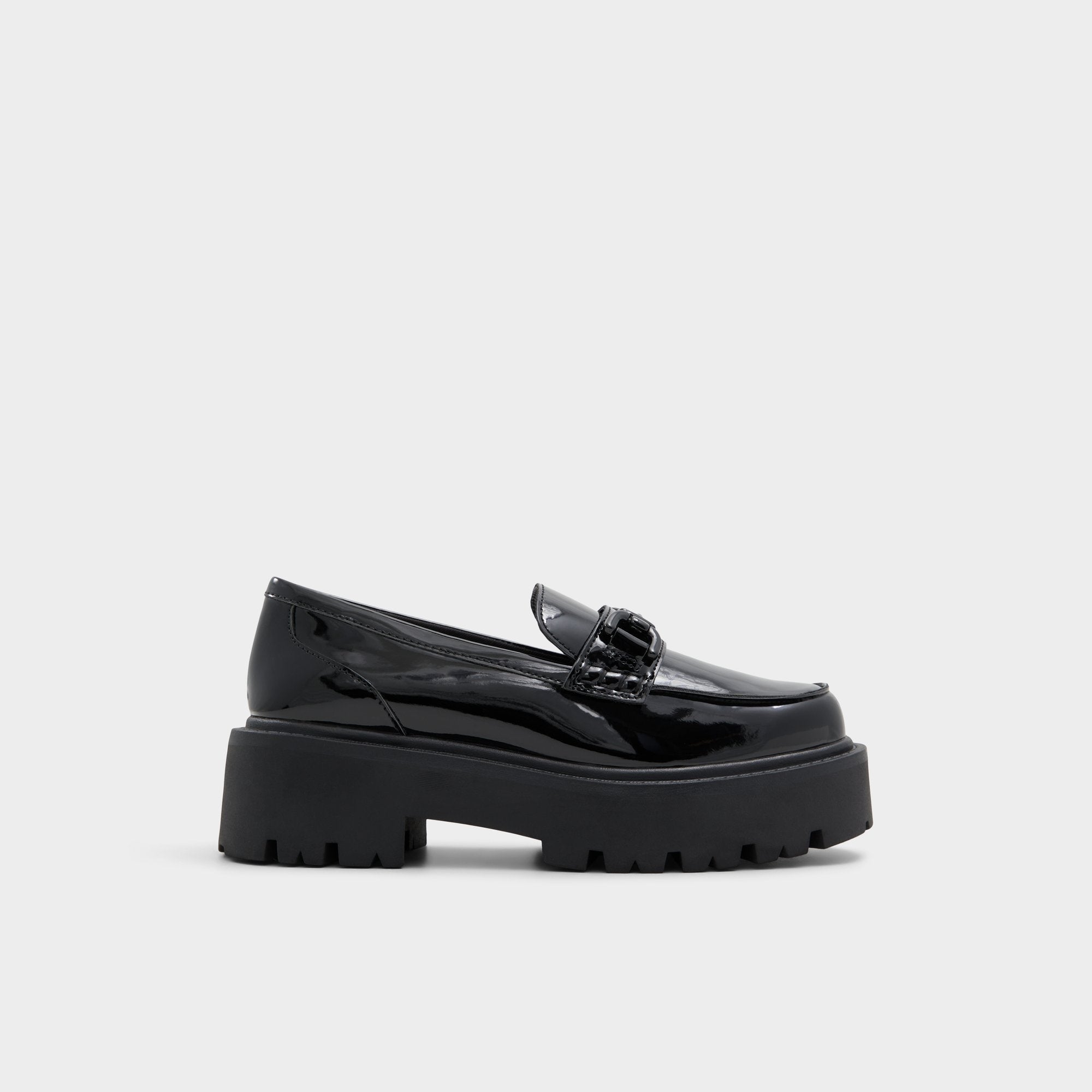 Aldo Oneameth Black Synthetic Patent Women's Loafers & Oxfords - Loafer, Lug sole Black