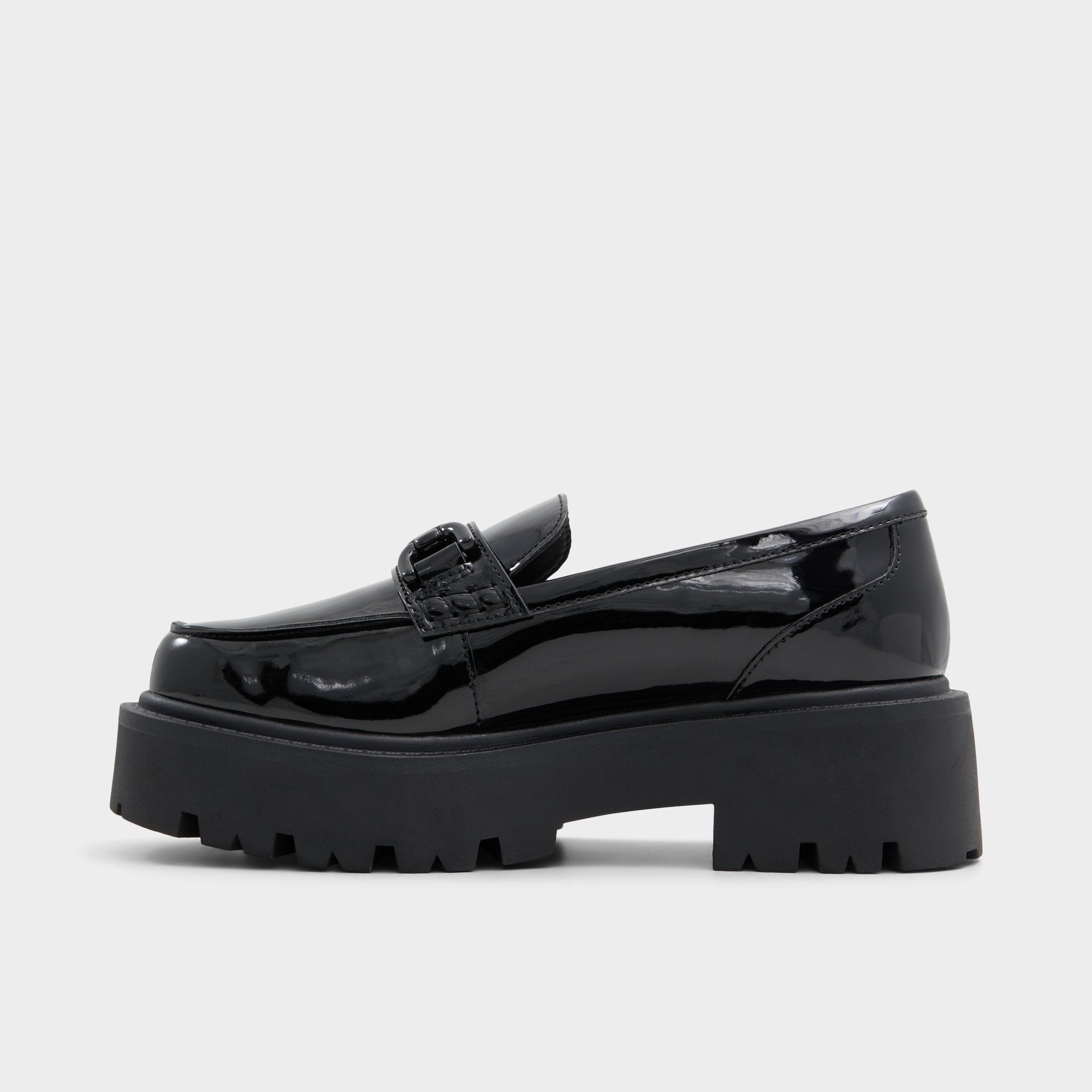Aldo Oneameth Black Synthetic Patent Women's Loafers & Oxfords - Loafer, Lug sole Black