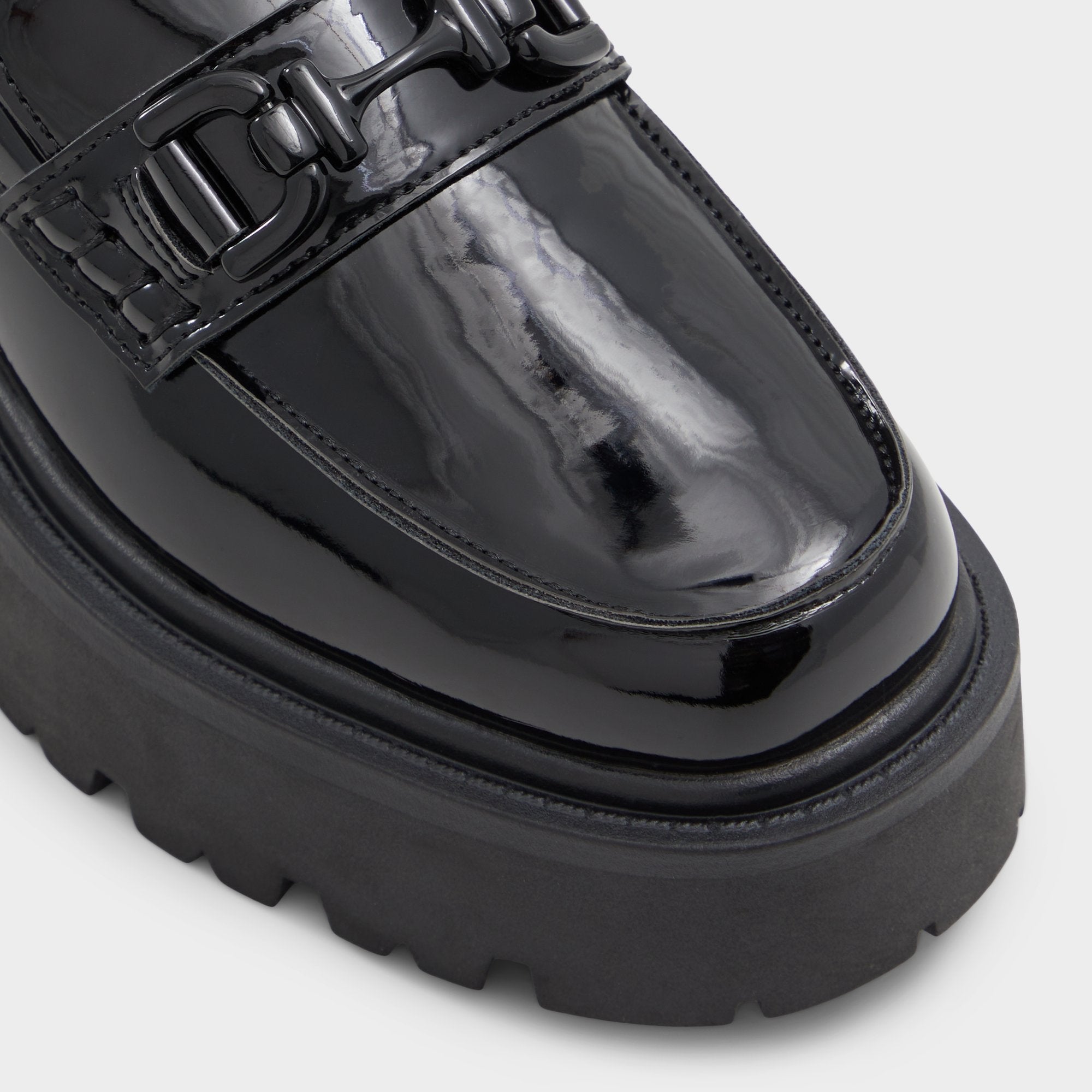 Aldo Oneameth Black Synthetic Patent Women's Loafers & Oxfords - Loafer, Lug sole Black