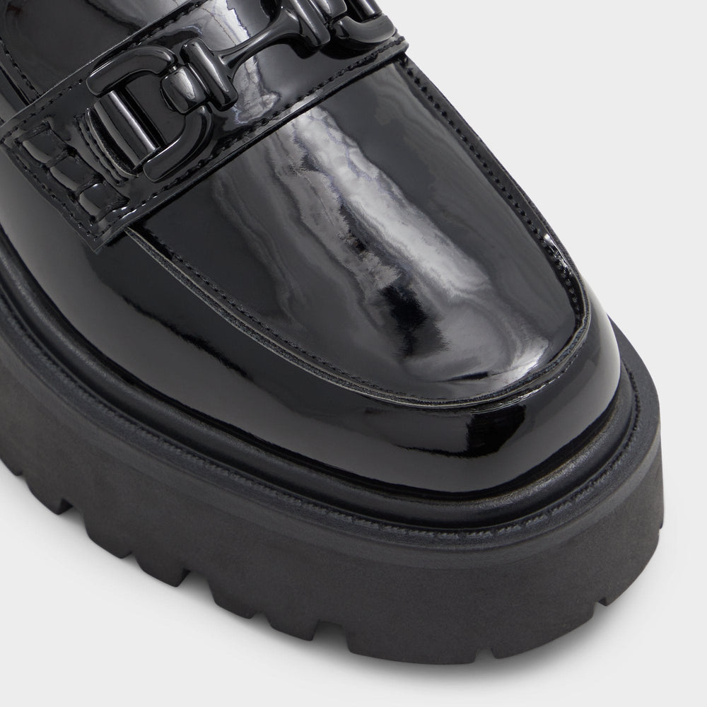 Aldo Oneameth Black Synthetic Patent Women's Loafers & Oxfords - Loafer, Lug sole Black
