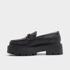 Aldo Oneameth Black Synthetic Smooth Women's Loafers & Oxfords - Loafer, Lug sole Black
