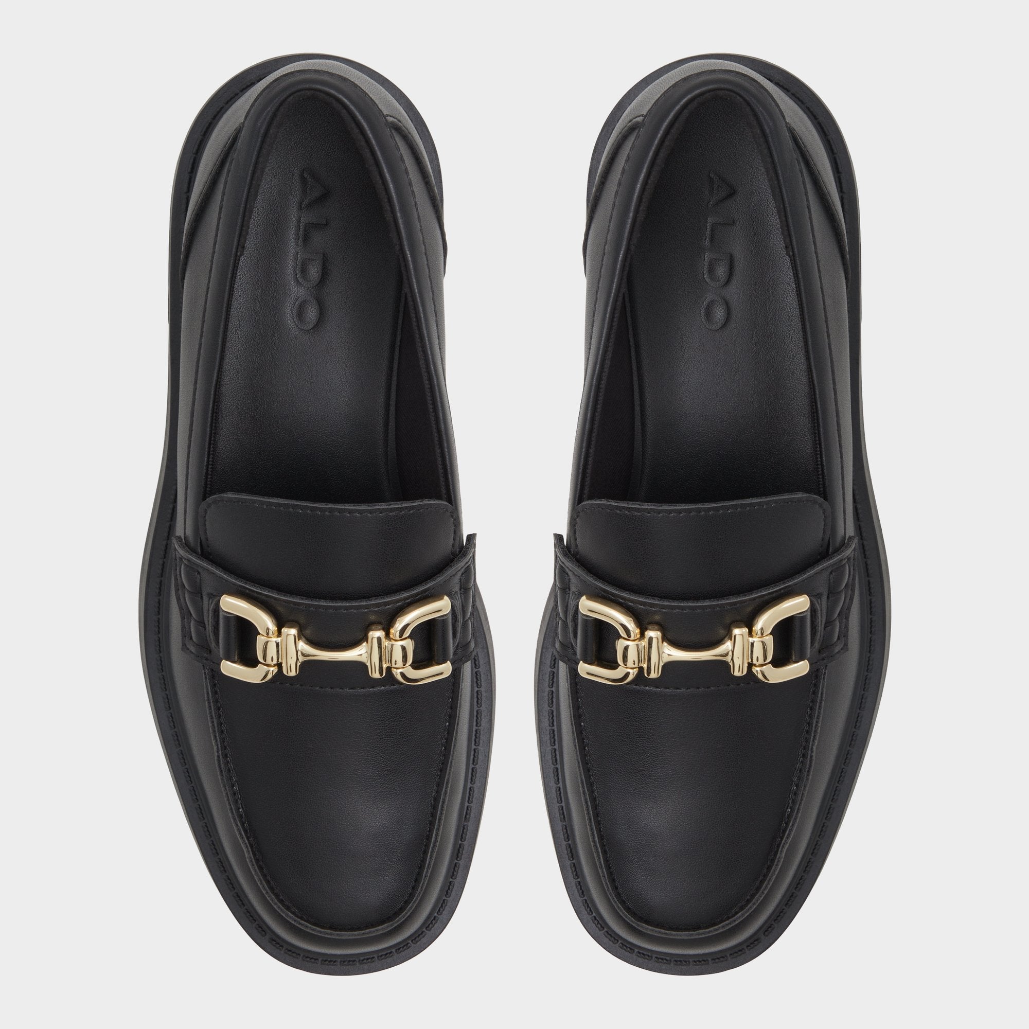 Aldo Oneameth Black Synthetic Smooth Women's Loafers & Oxfords - Loafer, Lug sole Black