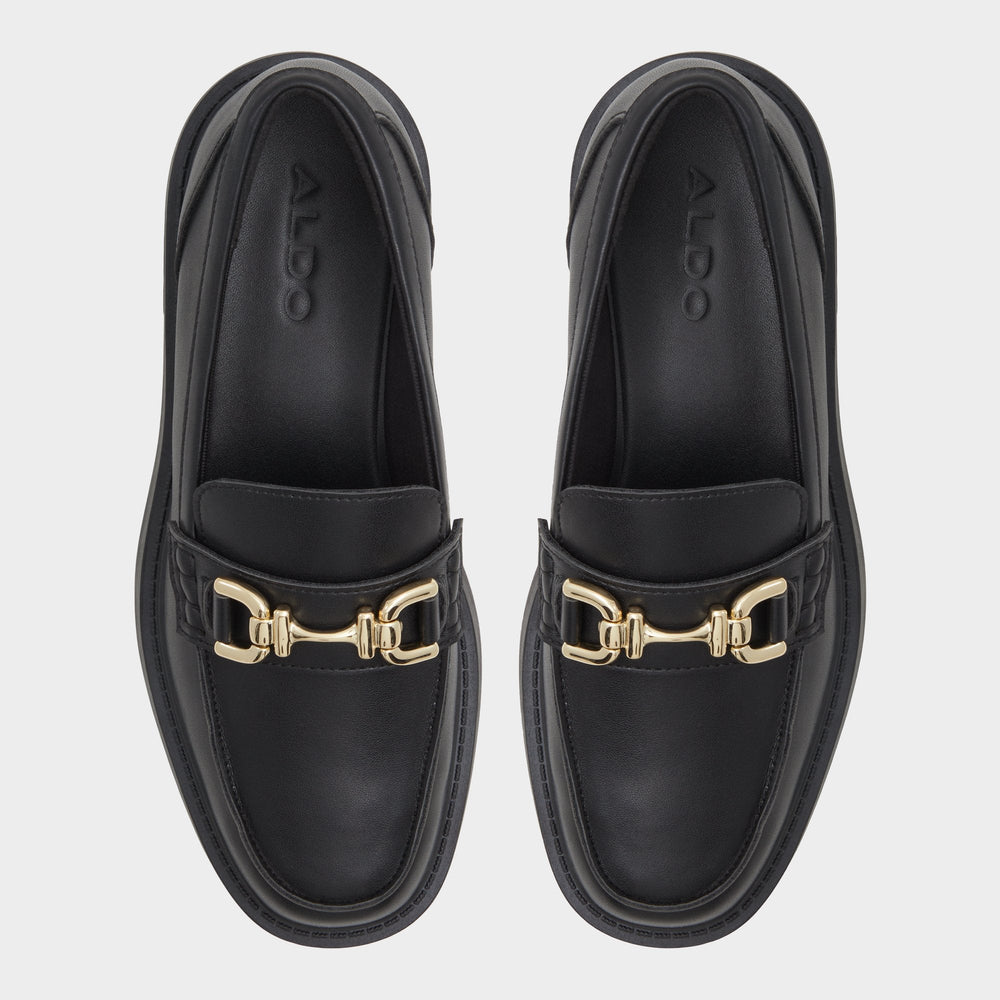 Aldo Oneameth Black Synthetic Smooth Women's Loafers & Oxfords - Loafer, Lug sole Black