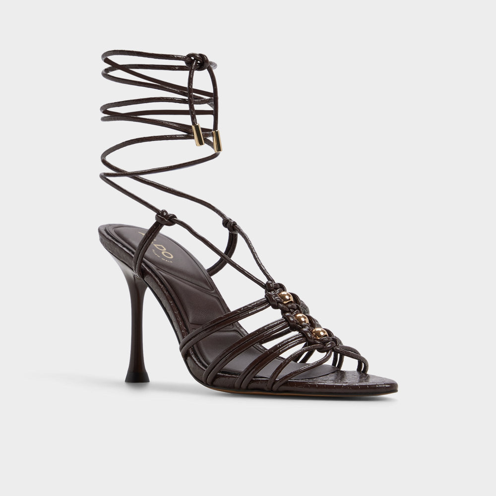 Aldo Curacao in Dark Brown - Strappy heeled sandal, Stiletto heel Dark brown