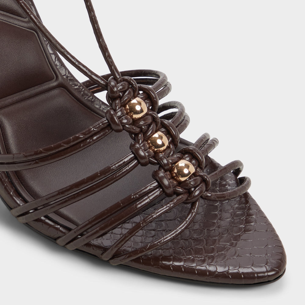Aldo Curacao in Dark Brown - Strappy heeled sandal, Stiletto heel Dark brown