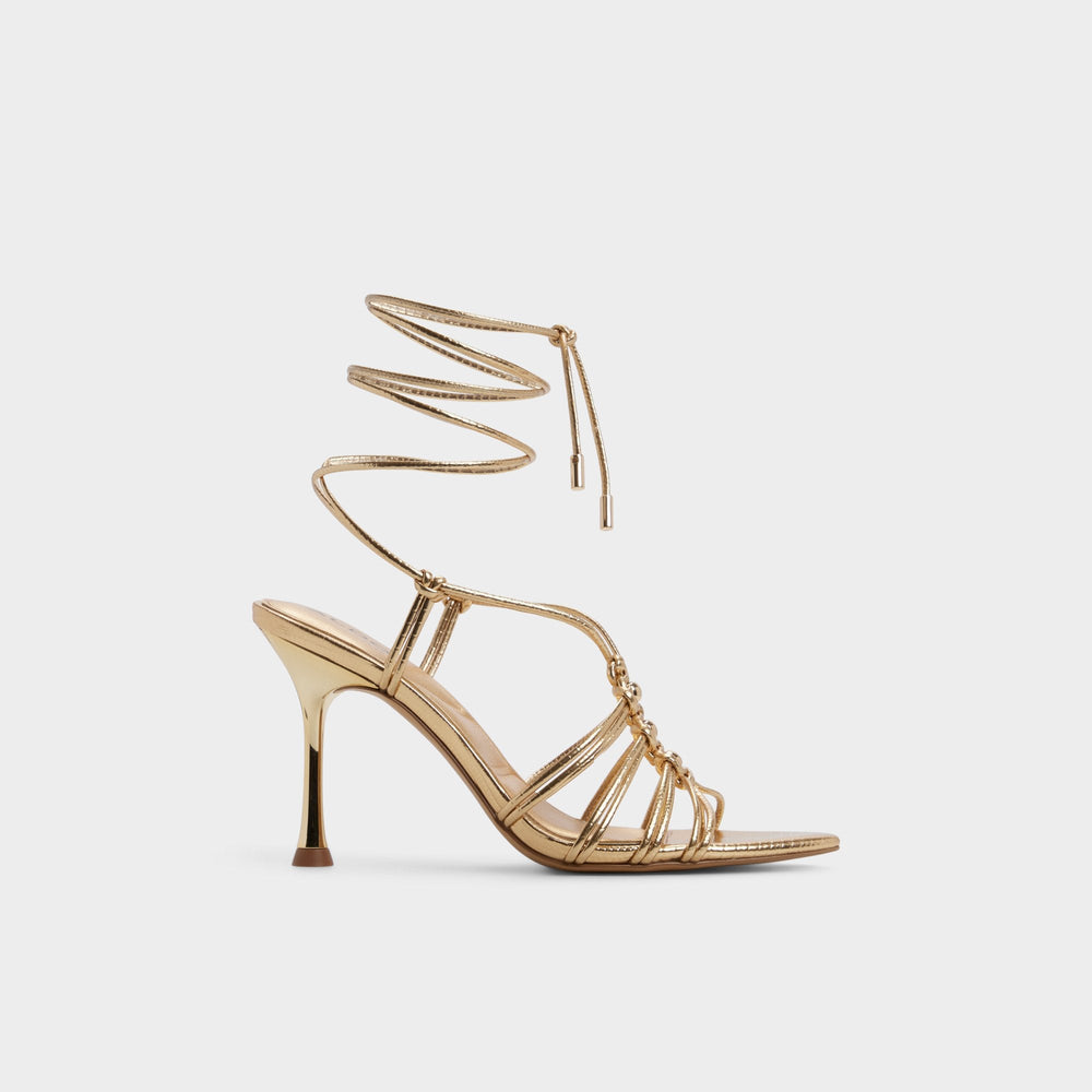 Aldo Curacao in Gold - Strappy heeled sandal, Stiletto heel Gold
