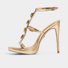 Aldo Opalia Gold Women's Strappy sandals - Strappy heeled sandal, Platform Gold