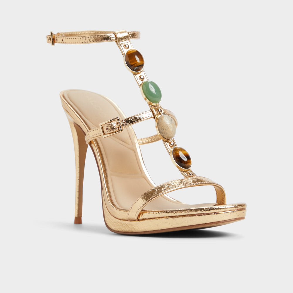 Aldo Opalia Gold Women's Strappy sandals - Strappy heeled sandal, Platform Gold