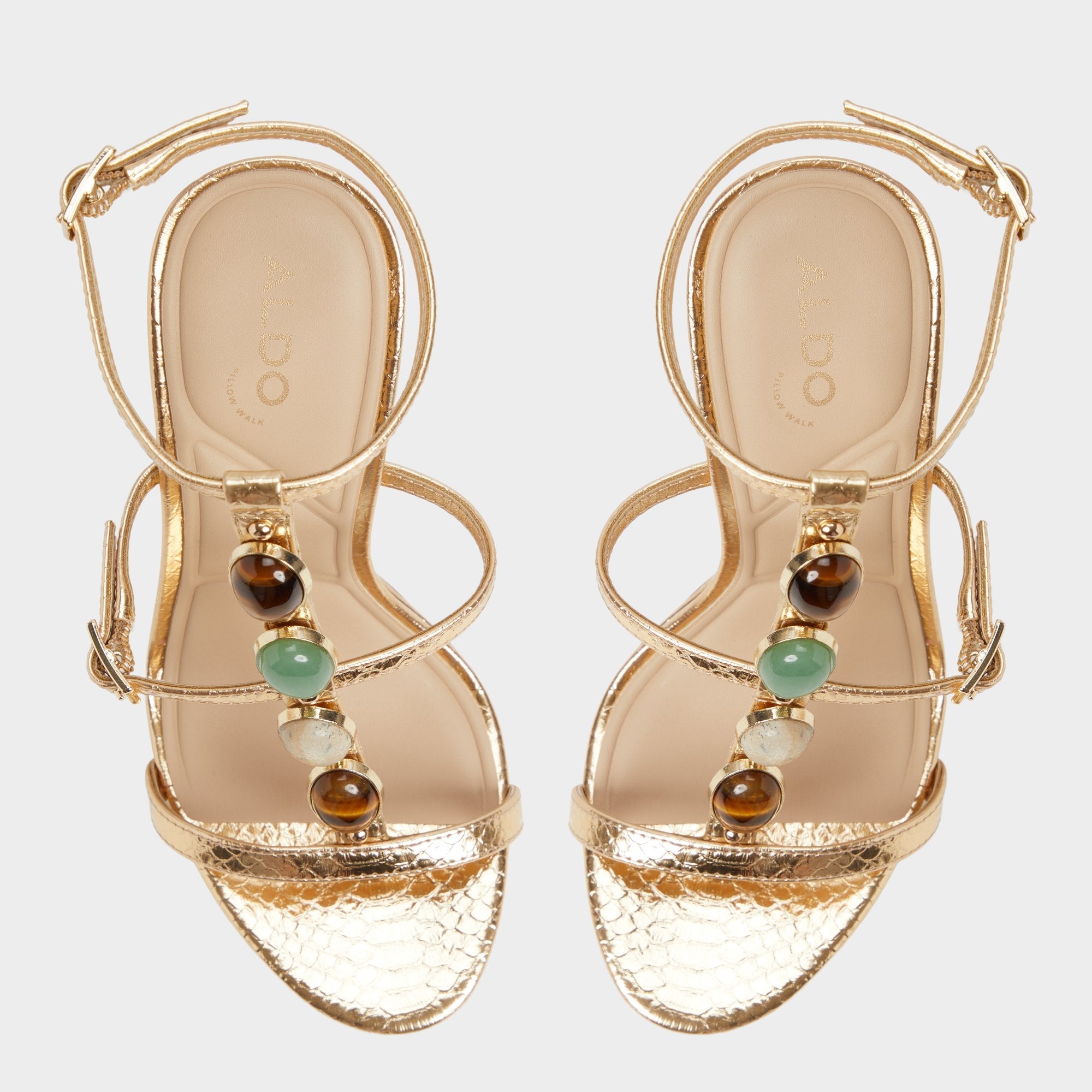 Aldo Opalia Gold Women's Strappy sandals - Strappy heeled sandal, Platform Gold