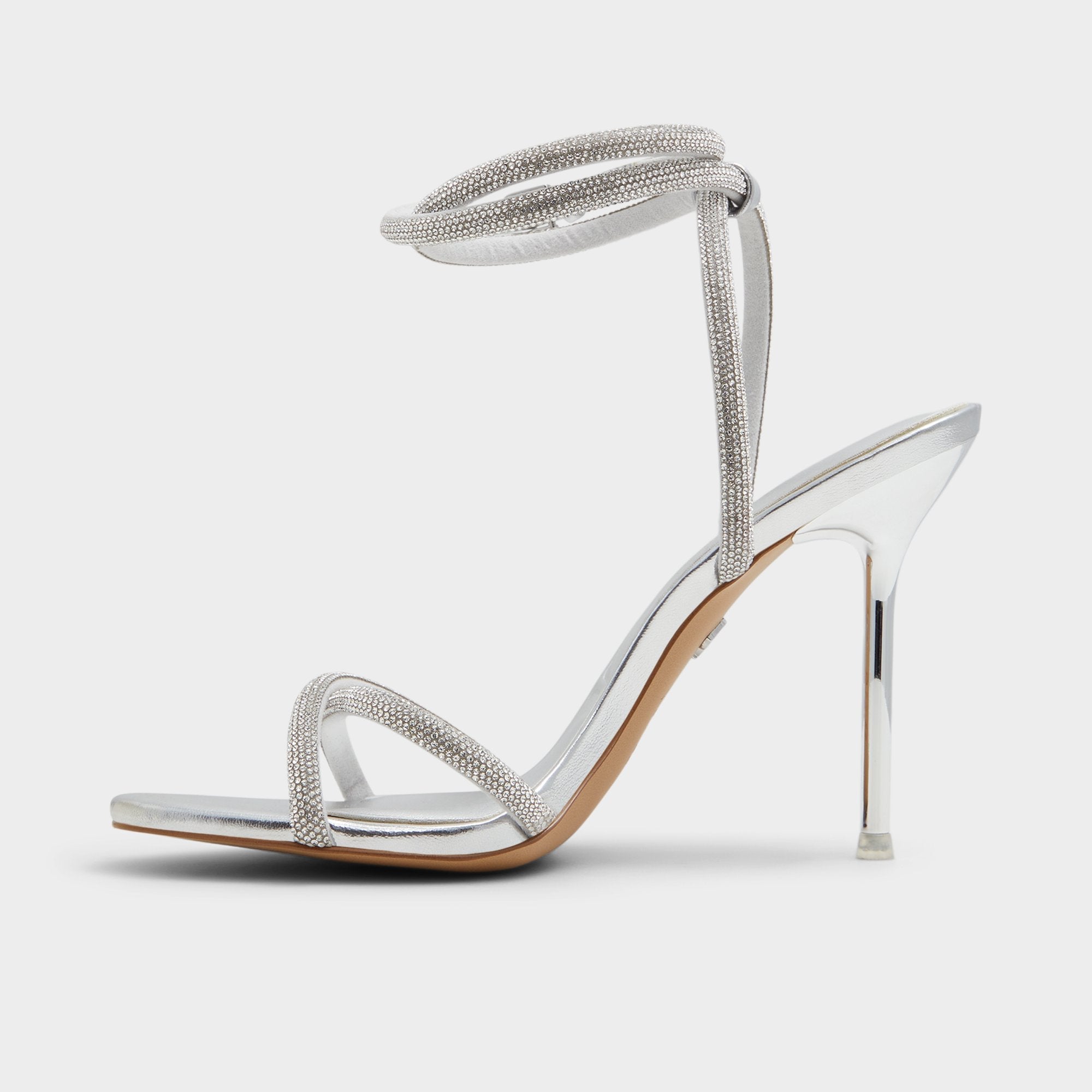 Aldo Manaelden Silver Women's Heeled sandals - Strappy heeled sandal, Stiletto heel Silver