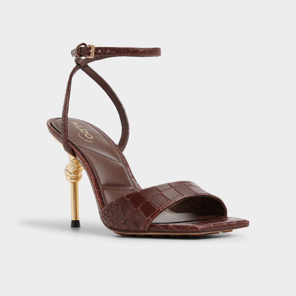 Aldo Harmonious in Dark Brown - Strappy heeled sandal Dark Brown