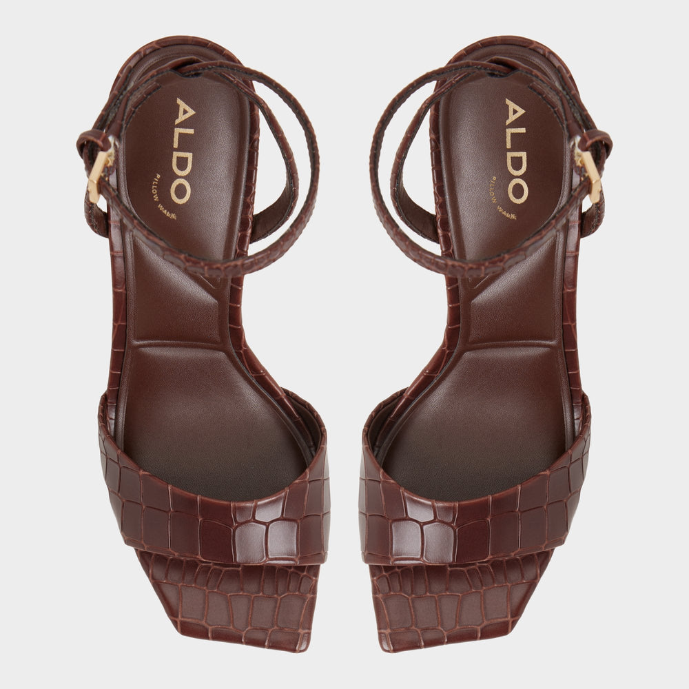 Aldo Harmonious in Dark Brown - Strappy heeled sandal Dark Brown