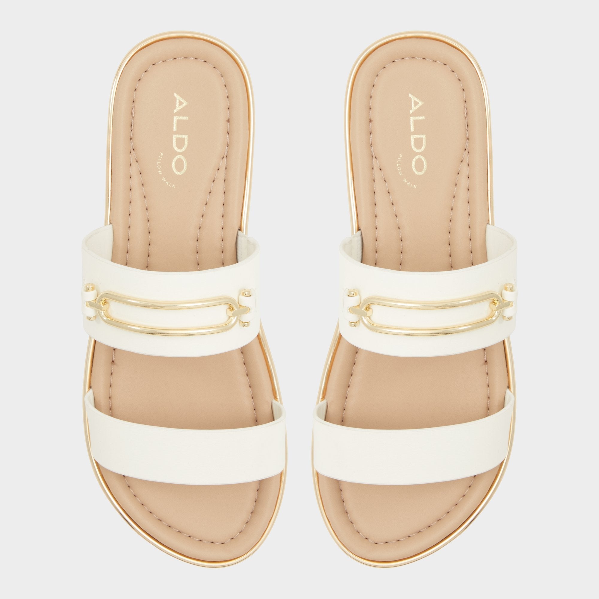 Aldo Lagoon White Women's Strappy sandals - Slide sandal, Footbed sandal White