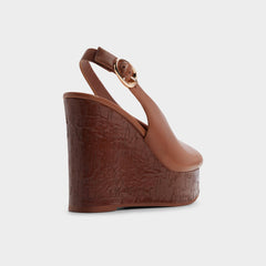 Aldo Tatianah in Dark Brown - Sling back heeled sandal, Wedge heel Dark brown