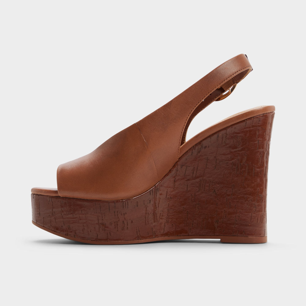 Aldo Tatianah in Dark Brown - Sling back heeled sandal, Wedge heel Dark brown