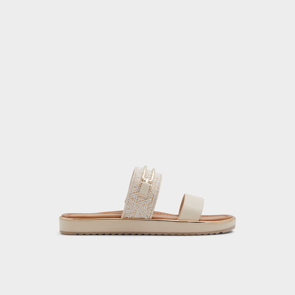 Aldo Lagoon Other Beige Synthetic Print Women's Footbed sandals - Slide sandal, Footbed sandal Other beige