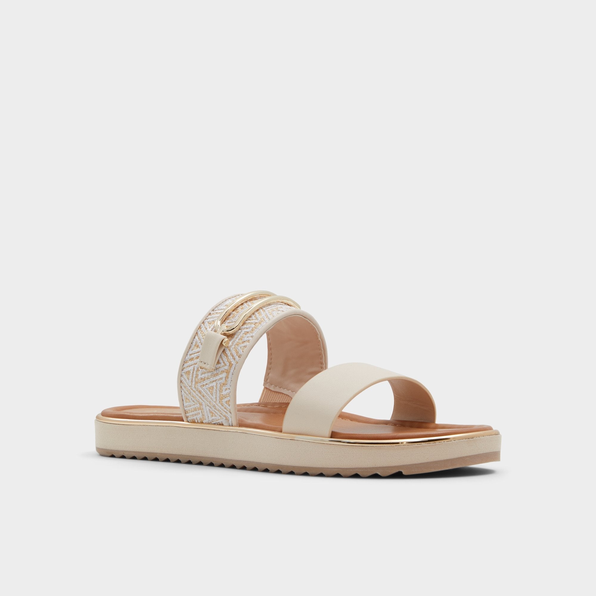 Aldo Lagoon Other Beige Synthetic Print Women's Footbed sandals - Slide sandal, Footbed sandal Other beige