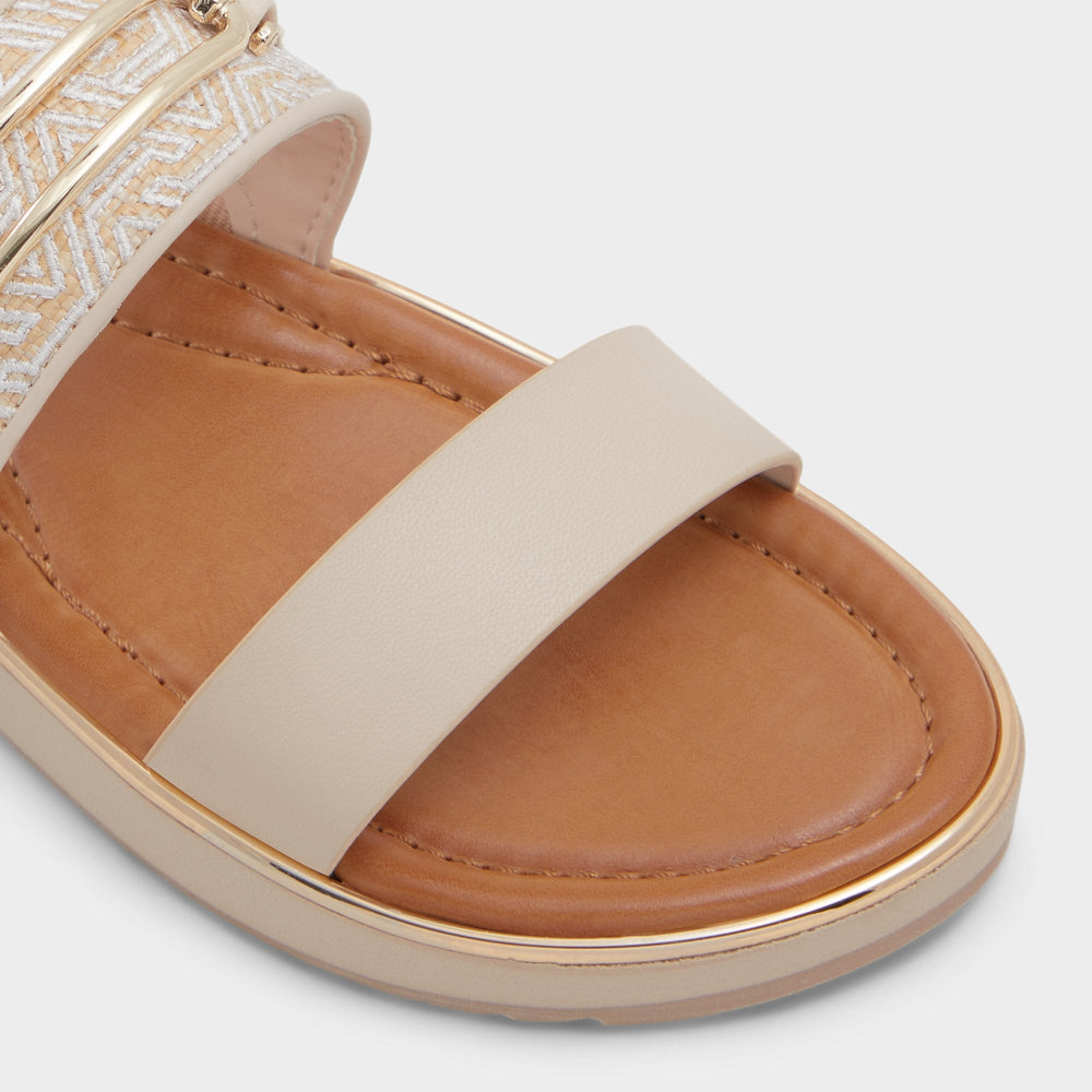 Aldo Lagoon Other Beige Synthetic Print Women's Footbed sandals - Slide sandal, Footbed sandal Other beige